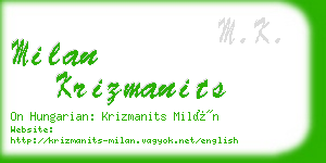 milan krizmanits business card